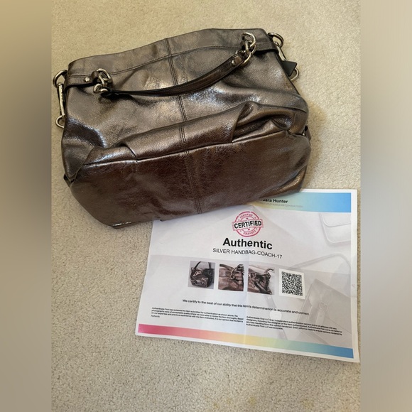 Coach Brooke Convertible Pewter Silver Metallic Shoulder Bag like new - Picture 2 of 16